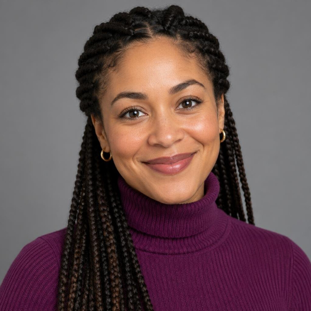 Portrait of a mixed race woman with braided hair